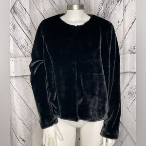H&M Black Faux Fur Jacket  L